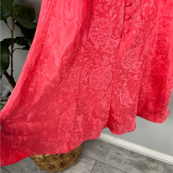 Vintage Victoria’s Secret Coral Pink Satin Button Down Slip Lingerie Dress - Picture 3 of 7